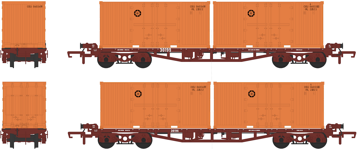 CIÉ/IR 42' Flat - Twin Pack - with 4 CIE 20’ Containers